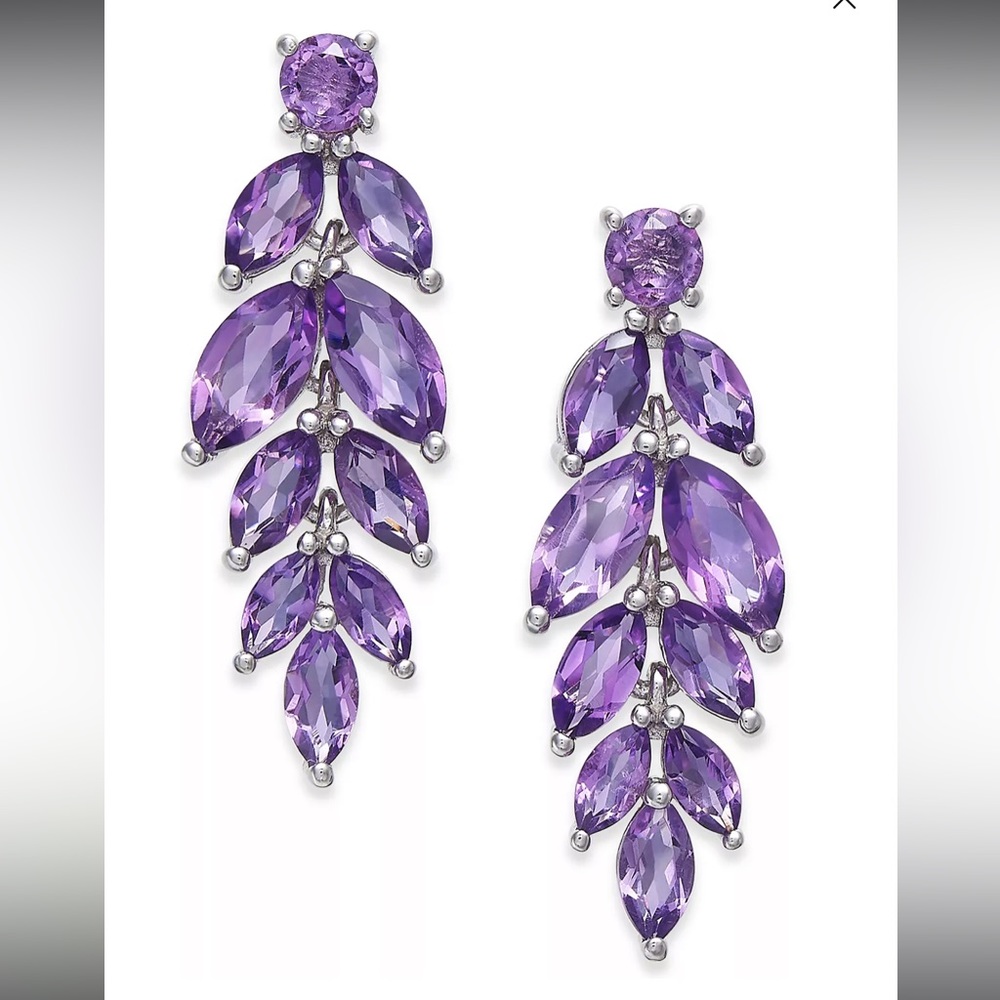 R.H. Macy & Co fine jewelry amethyst drop earrings